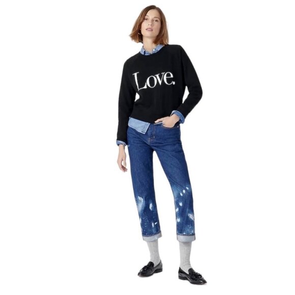 J. Crew University Terry Love Sweatshirt Black Size Small - Picture 4 of 6